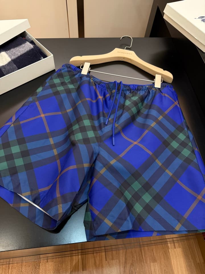Burberry Diagonal Check Swim Shorts in Apricot