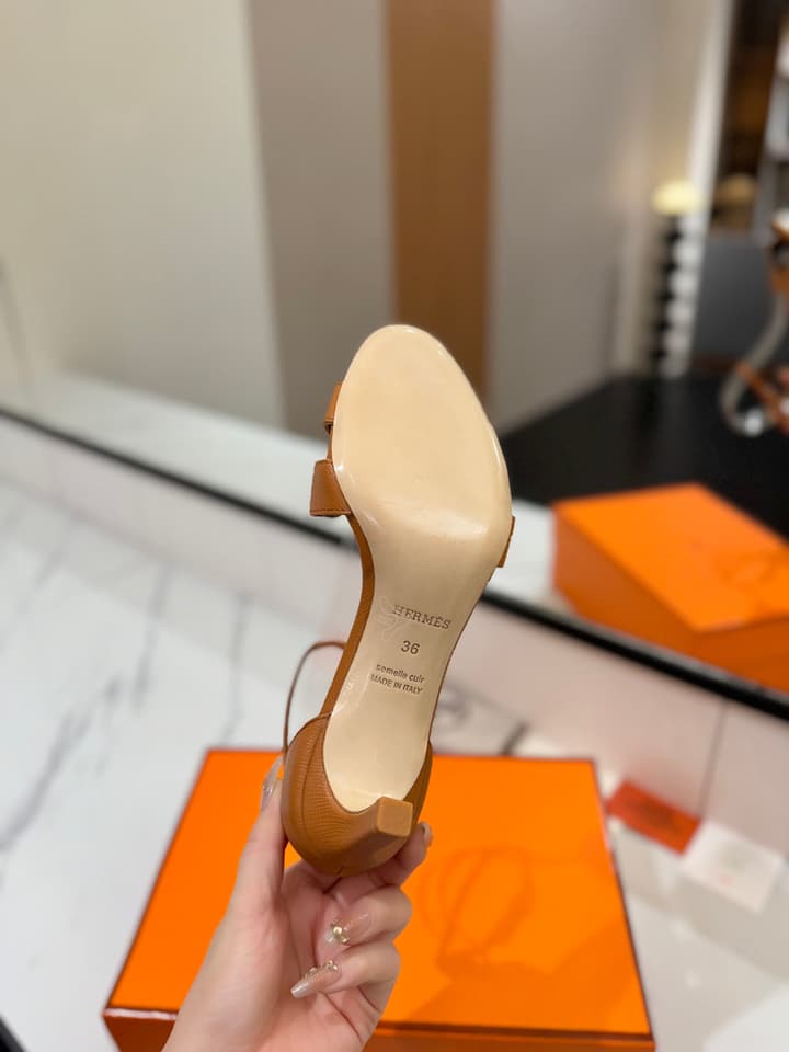 Hermès Classic Palm Grain Cowhide Heels – 6.5cm in Black