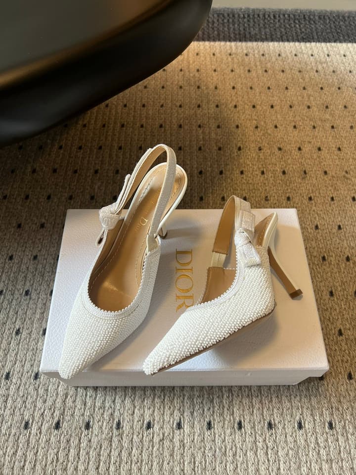 Dior J'Adior Dior Or Embroidered Slingback Heels in Black Smooth