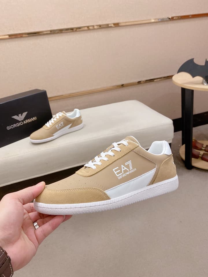 Armani Italian Leather Luxury Sneakers – New Collection in Bright Red