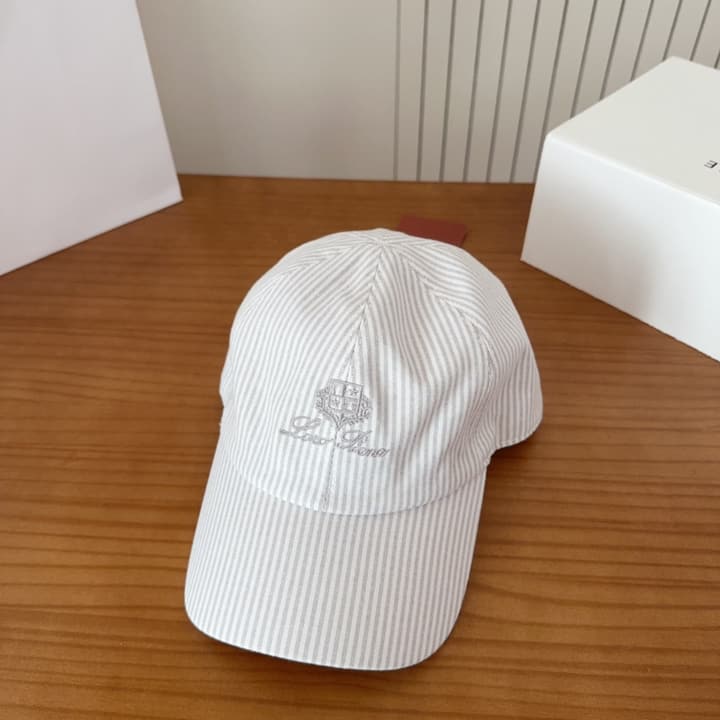 Loro Piana Baseball Cap in Cream With Tan Logo