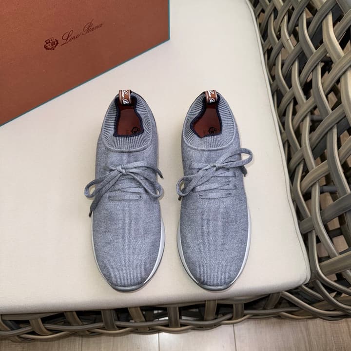 Loro Piana Flexy Walk Wool Knit Sneakers in Midnight Blue
