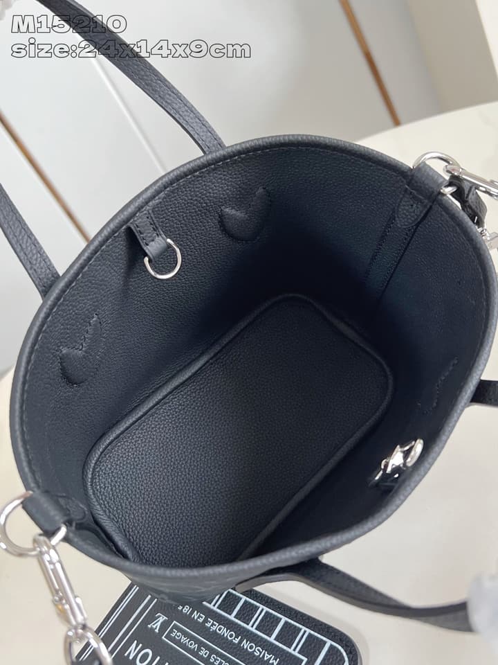 Louis Vuitton Neverfull Bandoulière Inside Out BB Handbag in Black Monogram With White Graphic