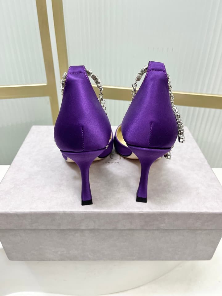 Jimmy Choo Stevie 100 Satin Bow Heels in Brown Satin