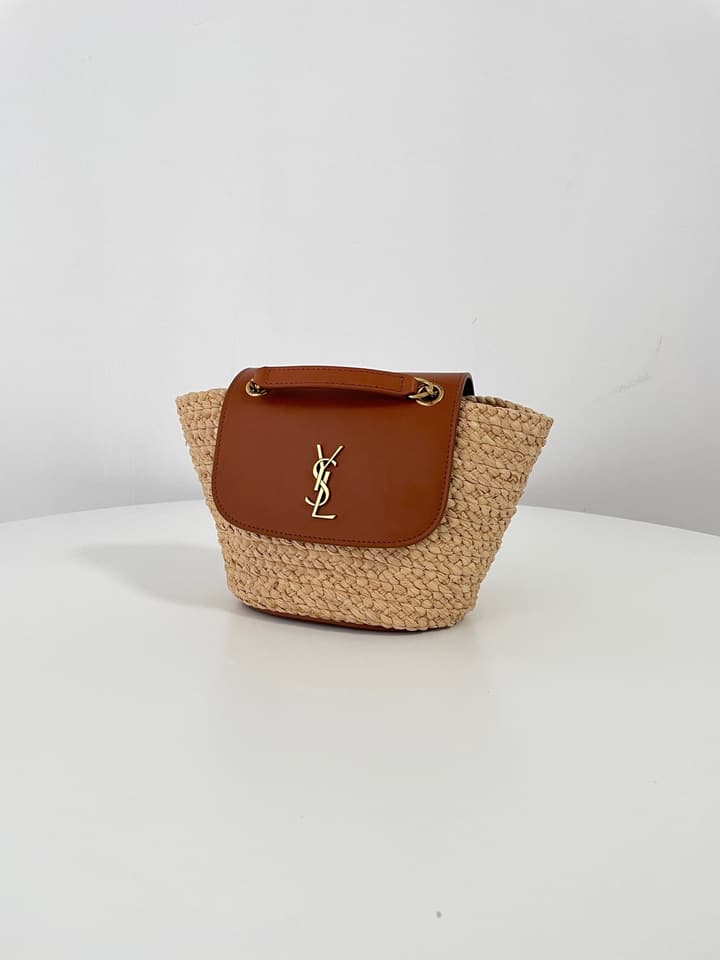 Saint Laurent Mini Manon Raffia Basket Handbag