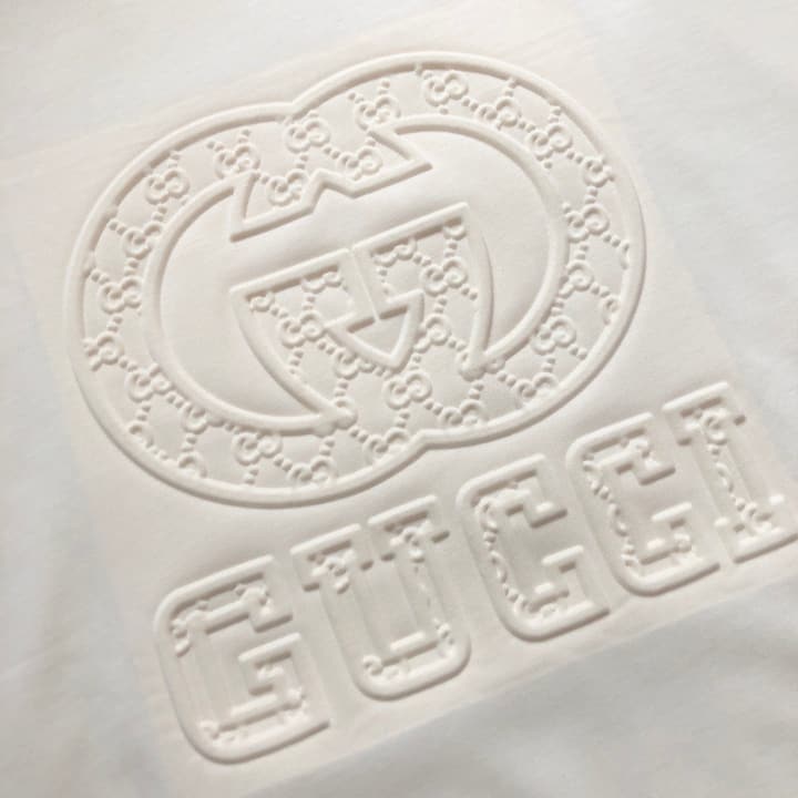 Gucci Embossed Logo Crewneck T-Shirt – 2026SS in Apricot