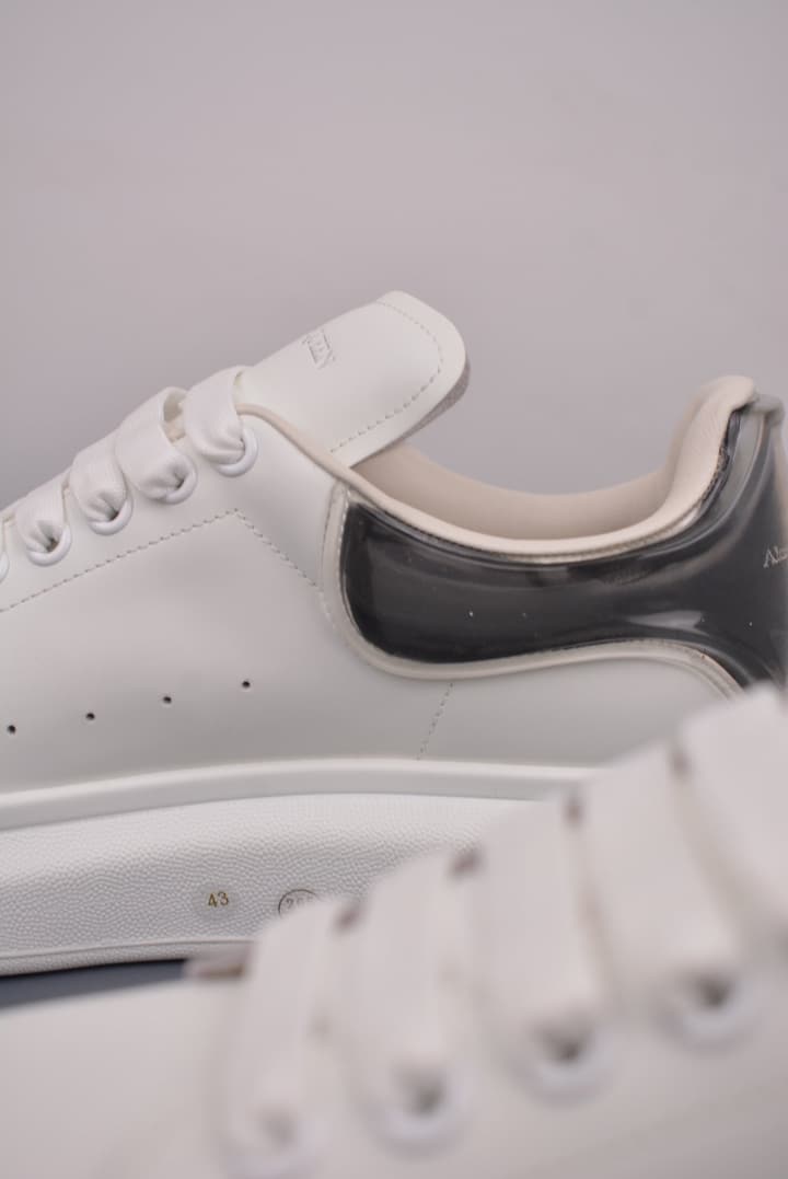 Alexander McQueen Oversized Low-Top Platform Sneakers in White With Dark Heel Tab