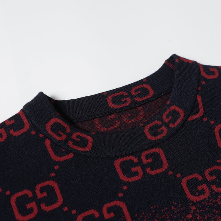 Gucci Logo Knit Crewneck Sweater in Green Gradient Logo Knit