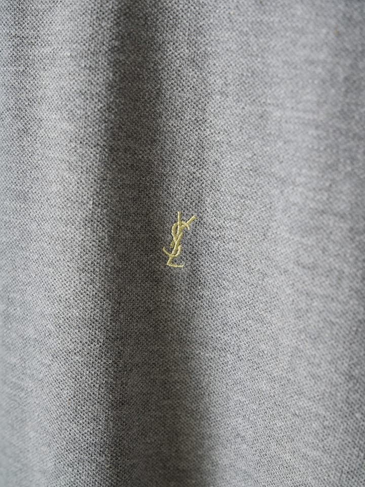 Saint Laurent YSL Embroidered Logo T-Shirt in Heather Grey