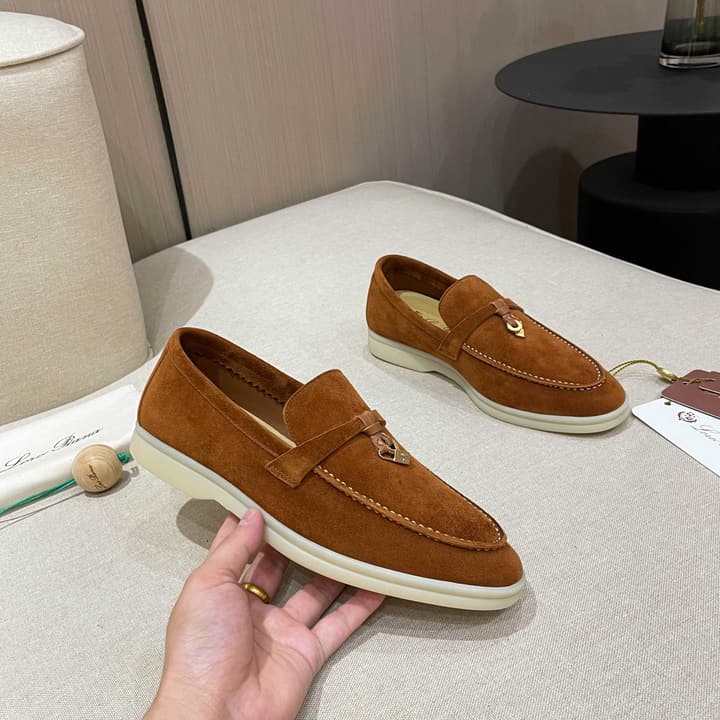Loro Piana Summer Charms Walk Moccasin Loafers in Black Leather