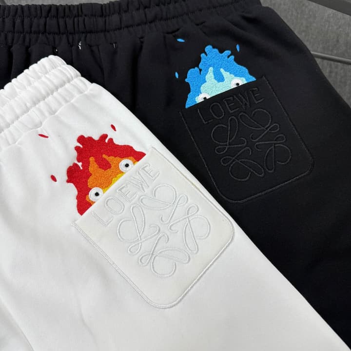 Loewe Classic Element Print Shorts – Spring/Summer Collection in Black With Blue Text