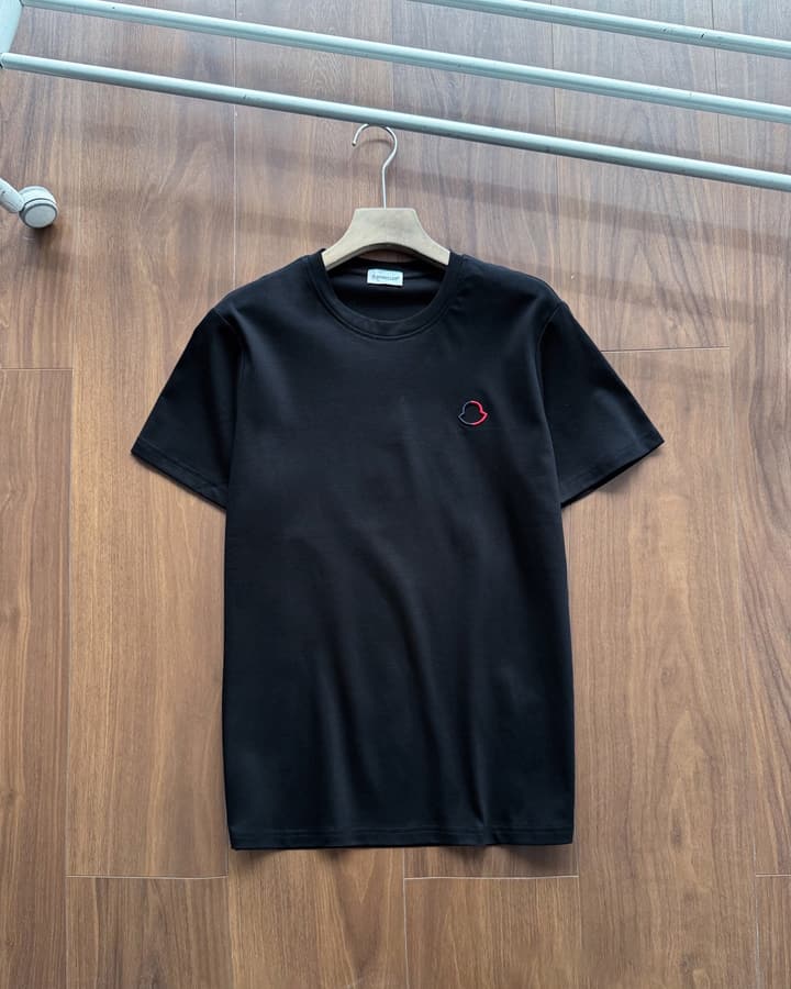 Moncler Classic Logo Embroidered T-Shirt in Classic Black