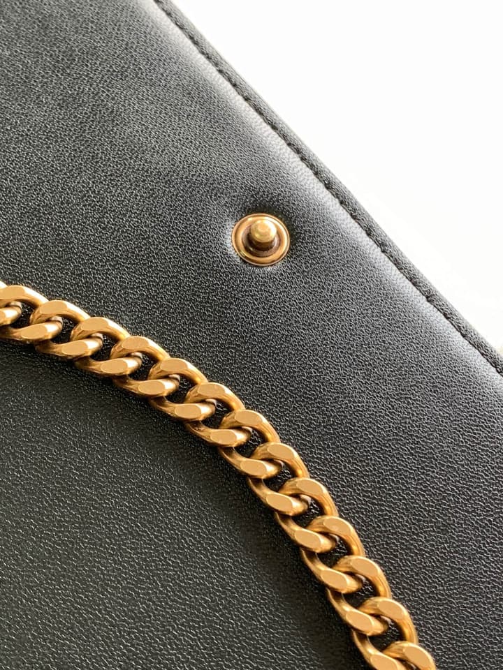 Saint Laurent LE CASSANDRE Matelassé Chain Wallet in Black