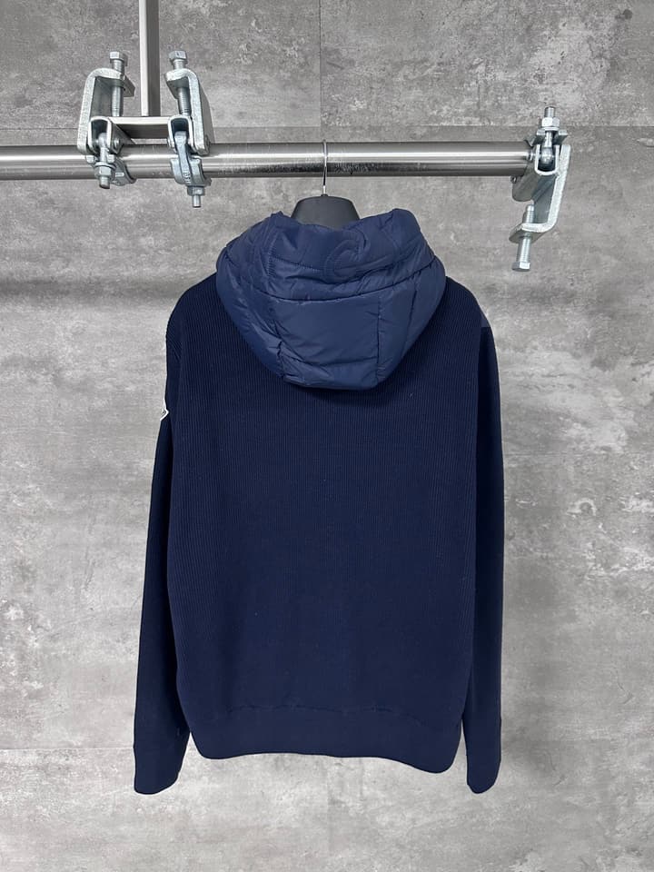 Moncler Hooded Wool Knit Spliced Down Jacket – Early Autumn Collection in Black