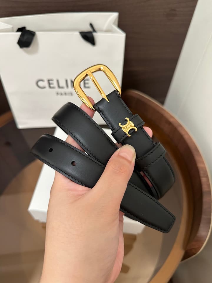 Celine Vivienne Taurillon 25mm Belt in Black Taurillon Leather