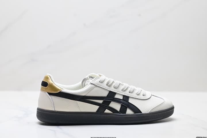 Asics Onitsuka Tiger Tokuten Retro Low-Top Sneakers in Cream Upper With Black Stripes And Black Sole