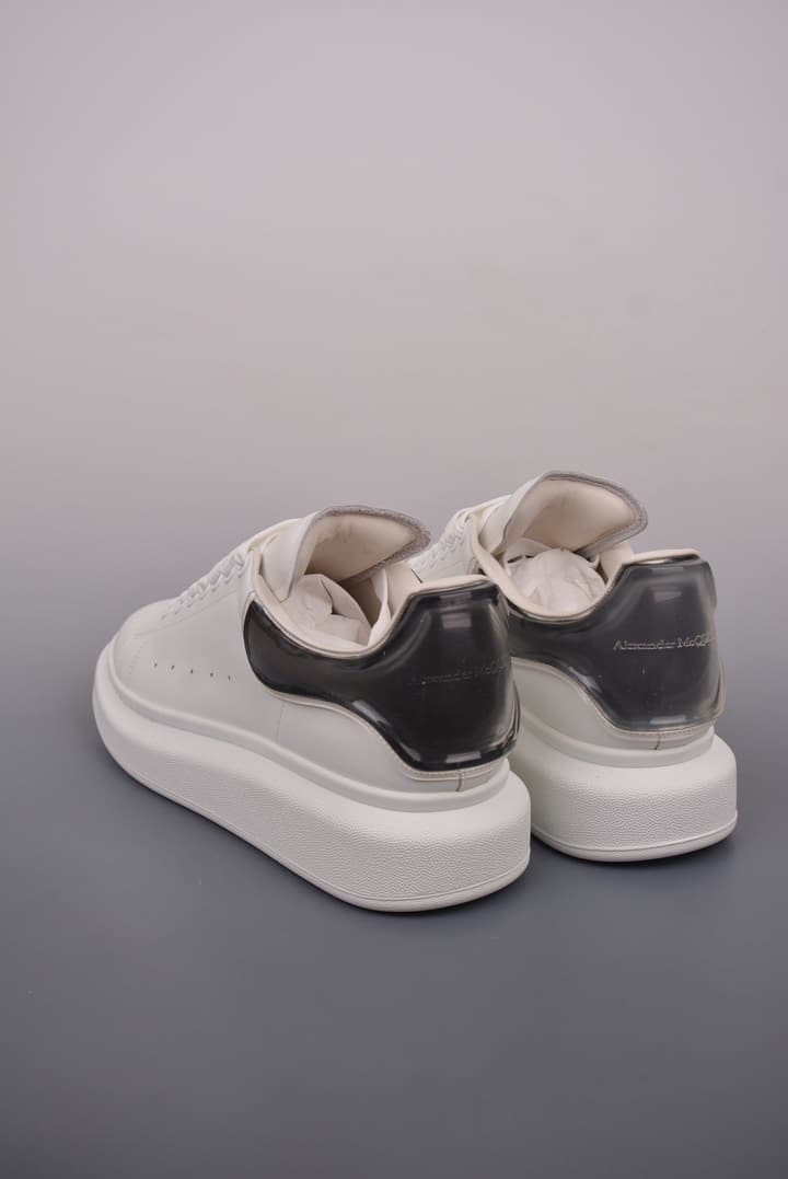 Alexander McQueen Oversized Low-Top Platform Sneakers in White With Dark Heel Tab