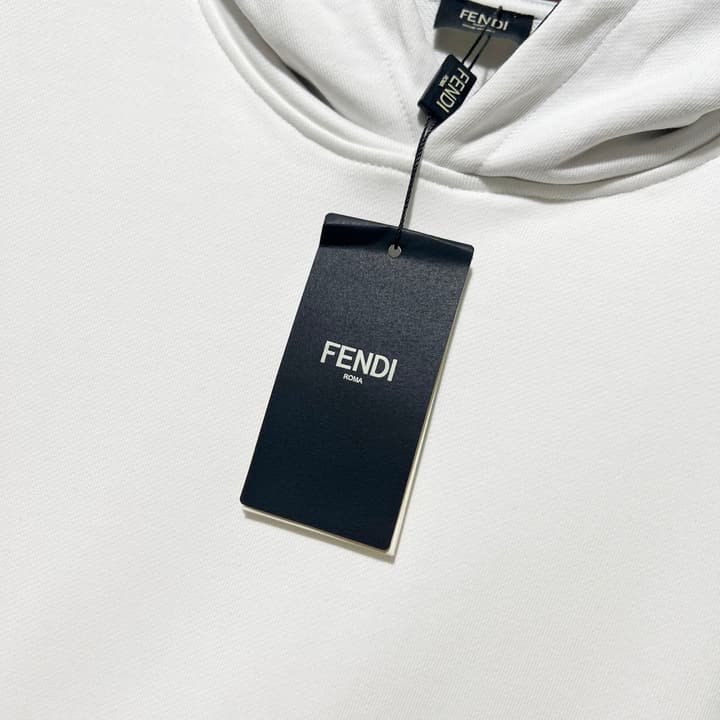 Fendi FF Patch Logo Cotton Hoodie in Black Hooded Sweatshirt