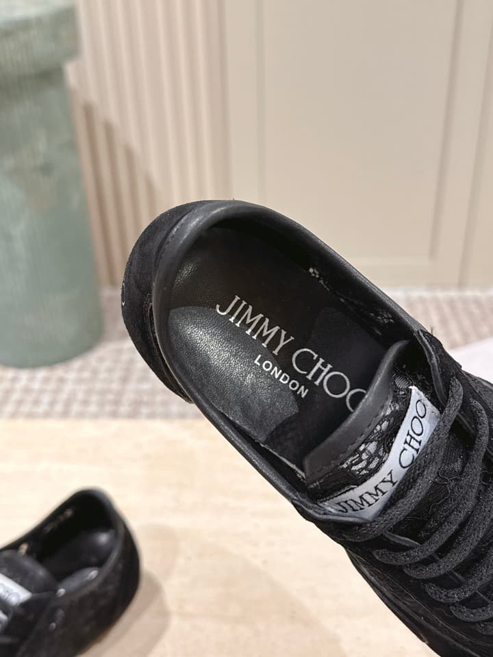 Jimmy Choo Diamond Lace Sneakers in Black Lace