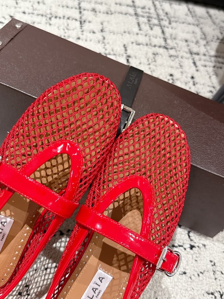 Alaïa Flat Mesh Ballet Flats – 25SS in Golden Beige Mesh