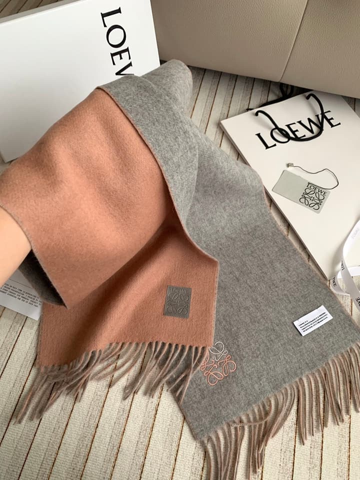 Loewe Classic Cashmere Scarf in Navy & Slate Blue