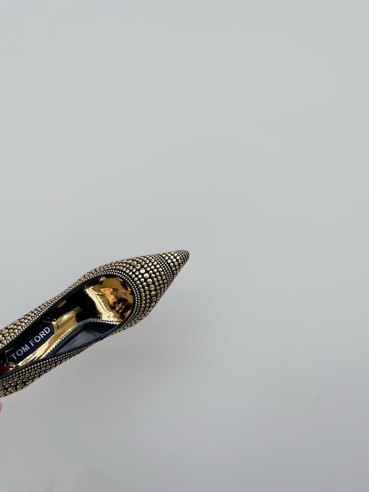 TOM FORD Crystal Embellished Gold Heeled Sandals