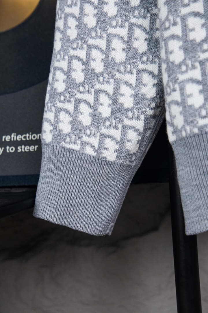 Dior Monogram Jacquard Zip Cardigan – 24SS in Light Grey Monogram