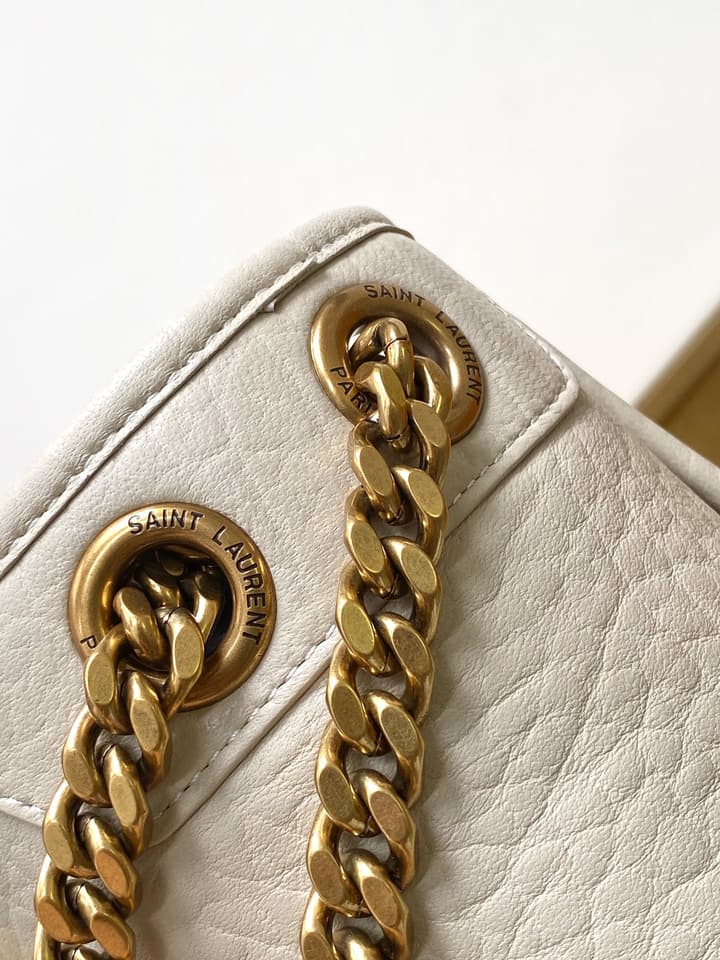 Saint Laurent Niki Medium Flap Bag in Cream Leather
