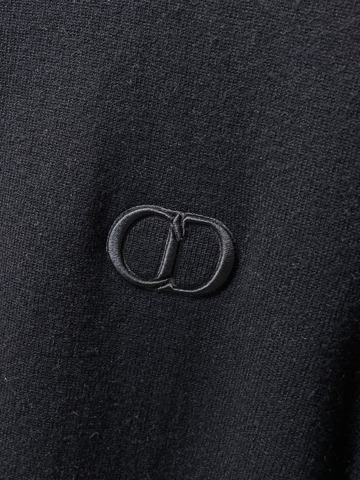 Dior Merino Wool Blend Half-Zip Sweater in Classic Black