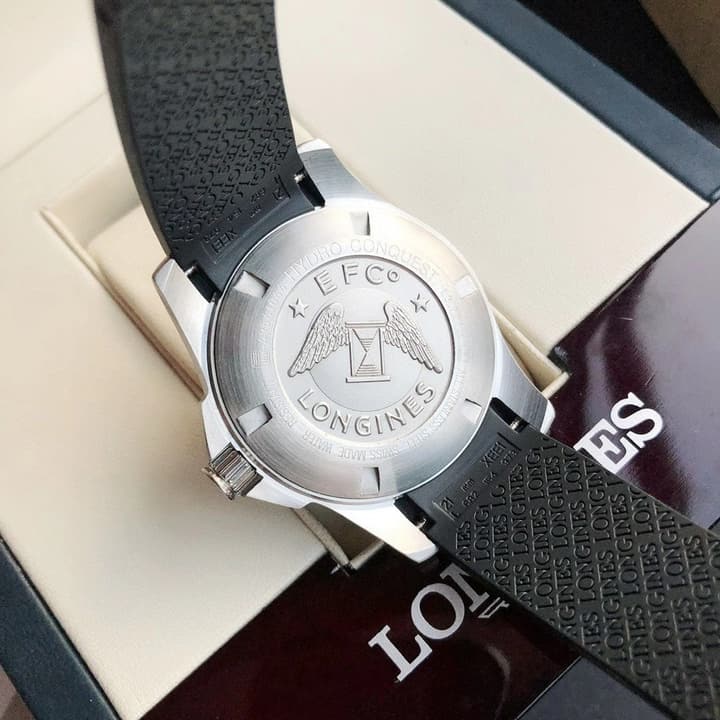 Longines Conquest Automatic Men's Watch 41mm in Black Dial With Black Rubber Strap
