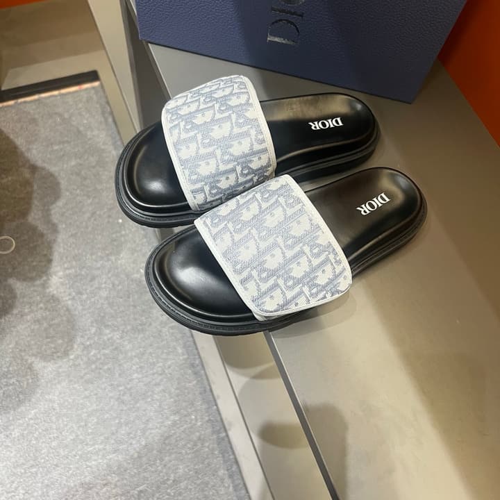 Dior Luxury Slides in Black Textured