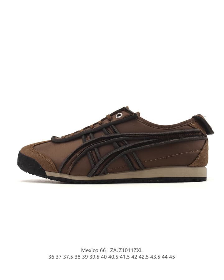 Asics Onitsuka Tiger Mexico 66 Classic Sneakers in Brown Suede With Dark Stripes