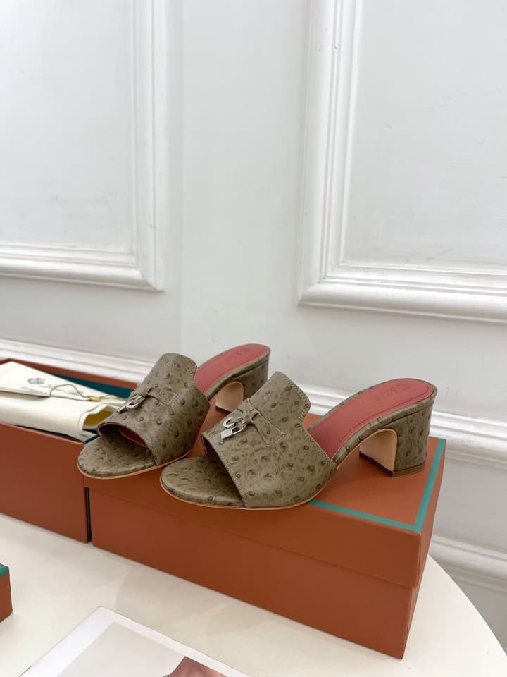 Loro Piana Summer Charms Ostrich Mules – 2025 Spring/Summer Collection in Black