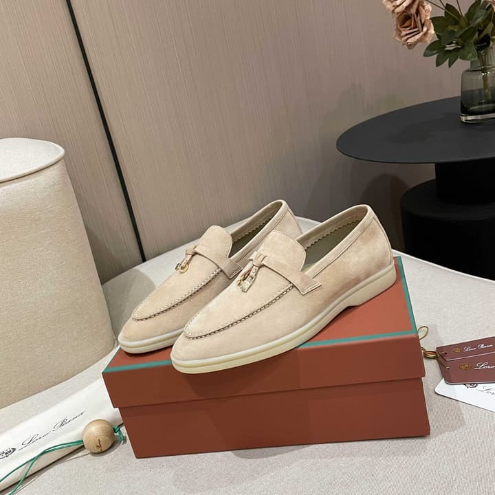 Loro Piana Summer Charms Walk Moccasin Loafers in Black Leather