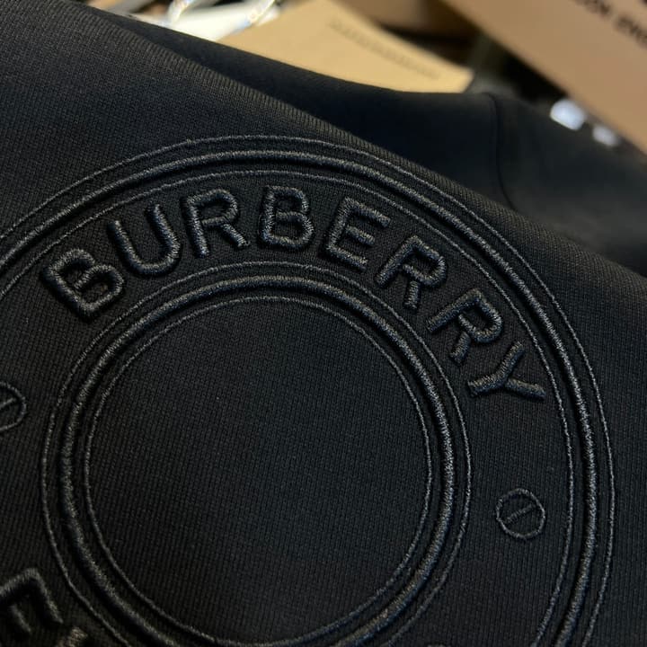 Burberry Micro-Logo Embroidered Cotton T-Shirt – Spring/Summer Collection in Black
