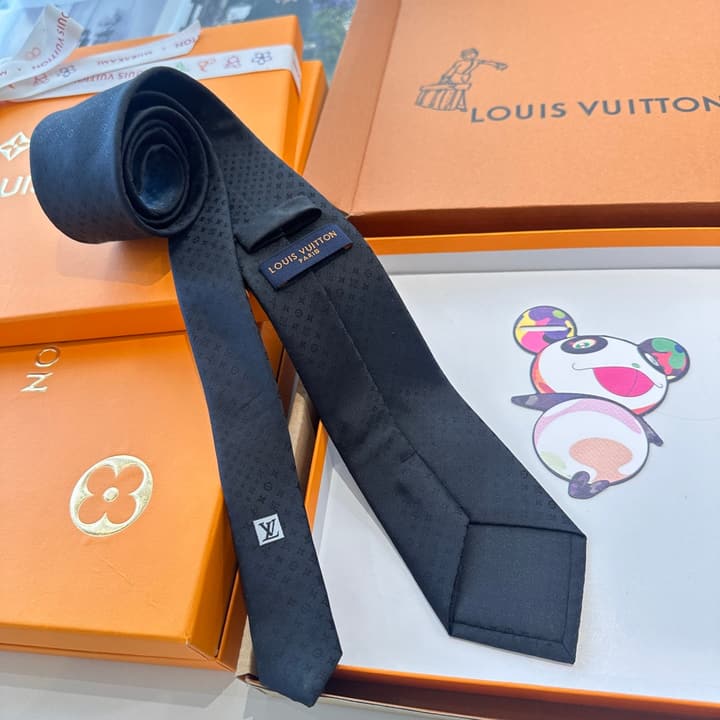 Louis Vuitton Damier Silk Tie in Charcoal Grey