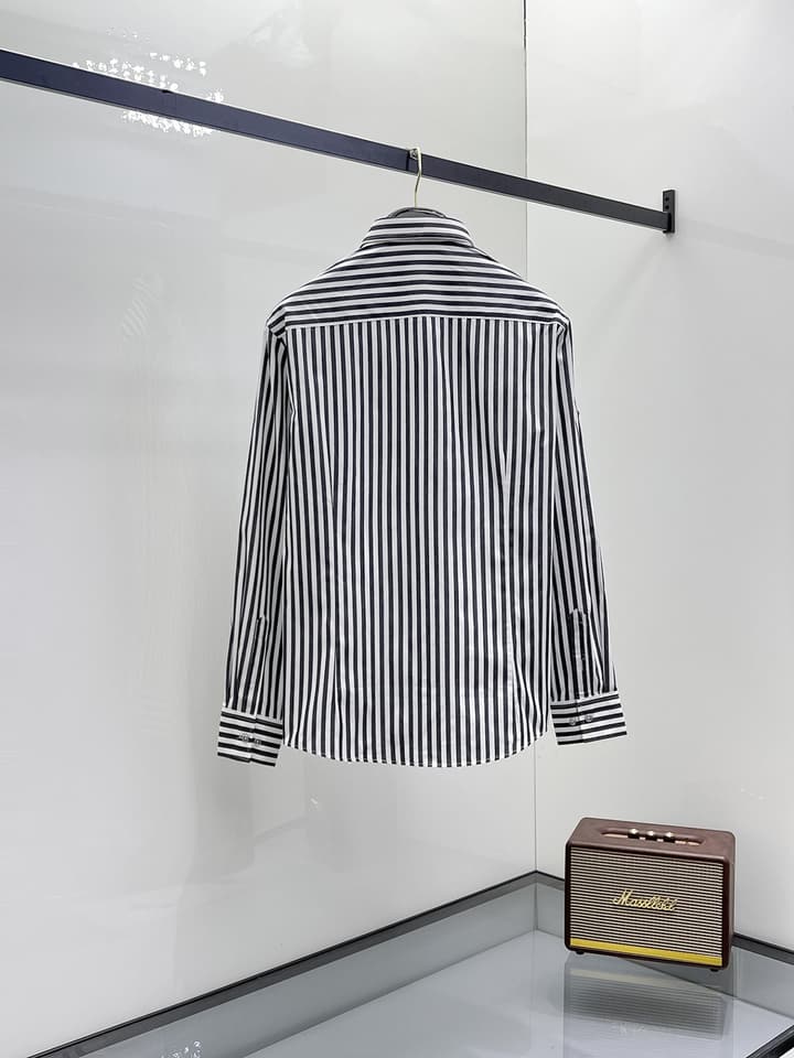 Hermès Long-Sleeve Shirt in Light Blue Striped