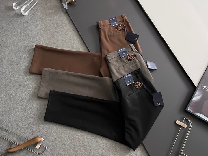 Prada Men's Cashmere Casual Trousers – 2025 Collection in Charcoal Gray
