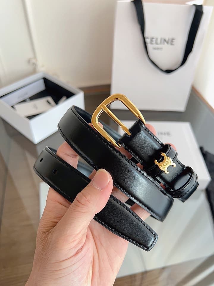 Celine Vivienne Taurillon 25mm Belt in Black Taurillon Leather