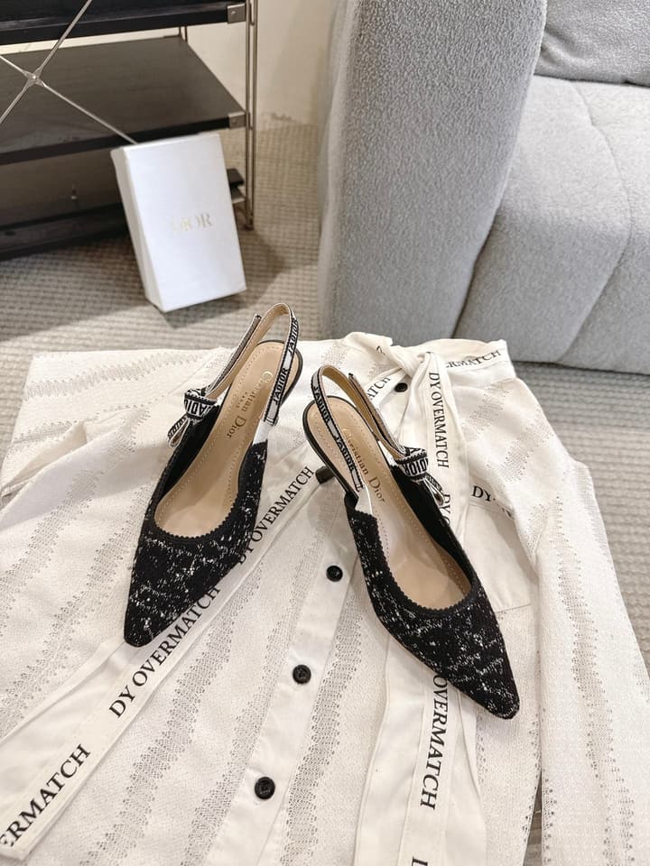 Dior J'Adior Embroidered Kitten Heel Sandals in Defined Black Oblique