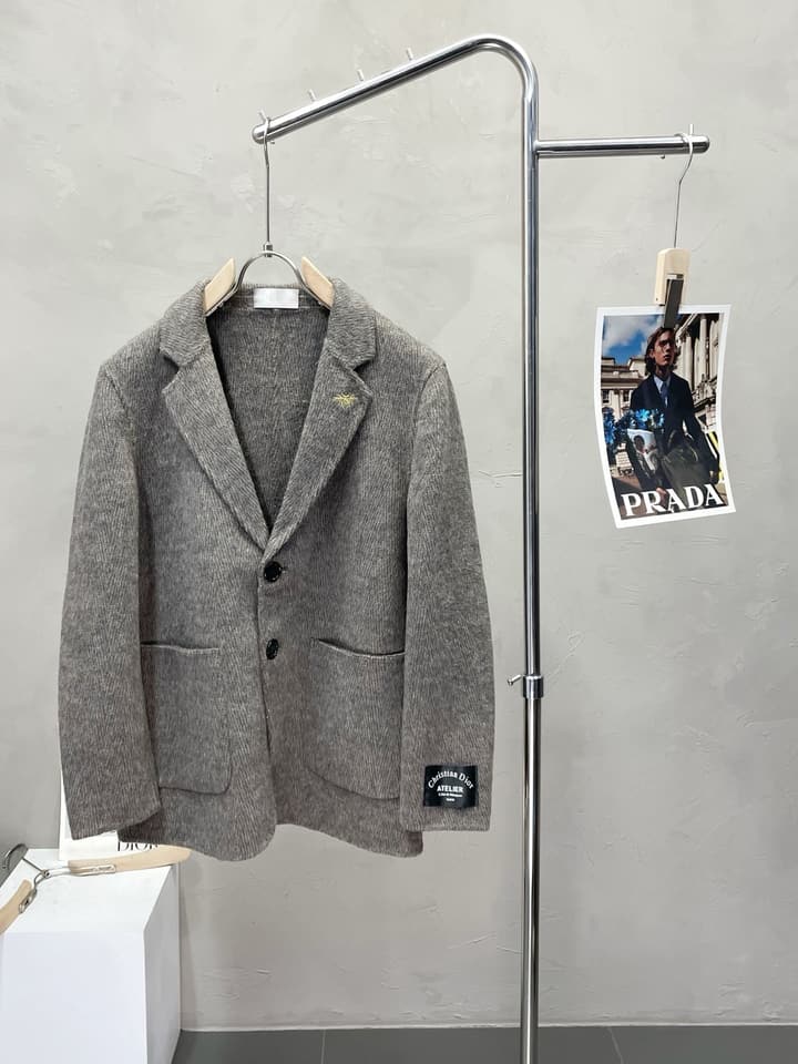 Dior Men's Wool Double-Sided Short Coat in Dark Brown Wool Coat