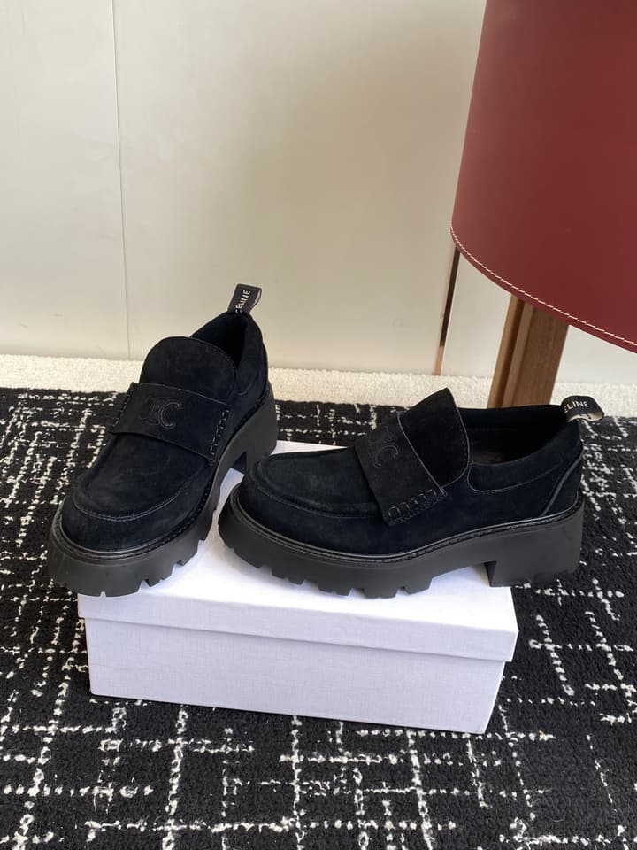 Celine Lisa Platform Loafers – 25SS Autumn/Winter Collection in Brown Suede Velcro