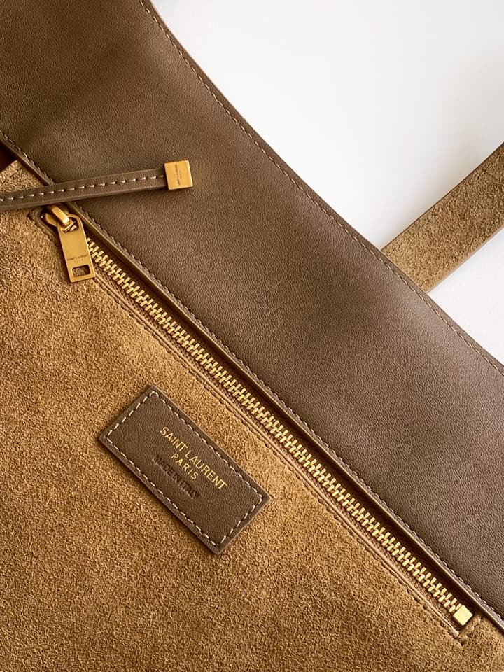 Saint Laurent BEA Deerskin Tote Bag in Antique Gold