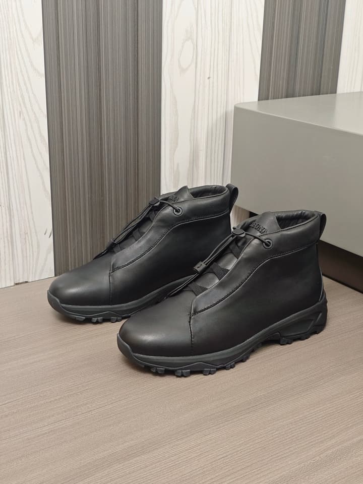 Zegna Triple Stitch™ Monte Luxury Casual Shoes in Black Leather High-top
