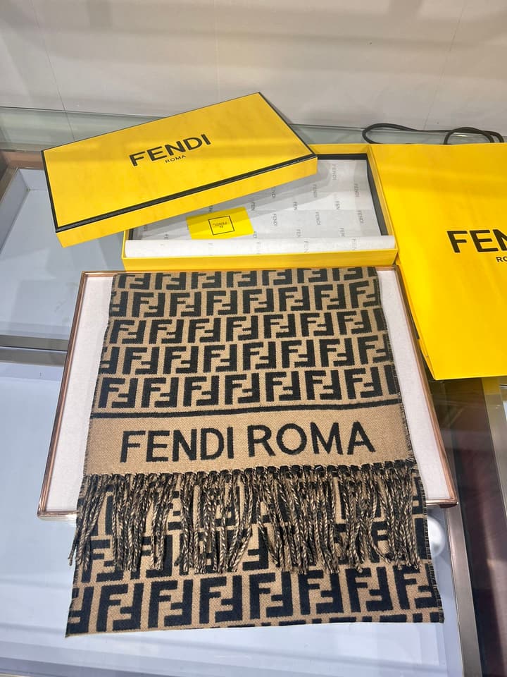 Fendi FF Monogram Scarf in Dark Brown Ff Monogram