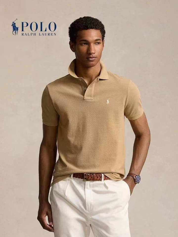 Ralph Lauren Men's Pure Cotton Business Casual Polo Shirt – Summer Collection in Classic Black