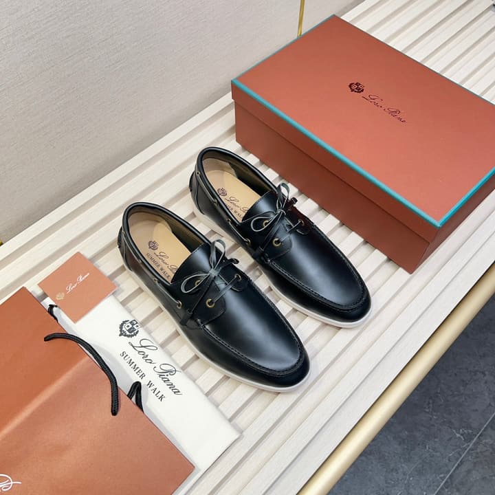 Loro Piana Moccasin Shoes – 2025 Collection in Navy Blue Leather