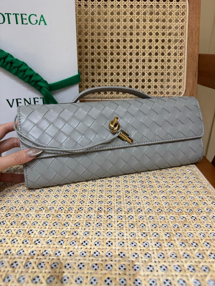 Bottega Veneta Andiamo Clutch Bag in Black Intrecciato