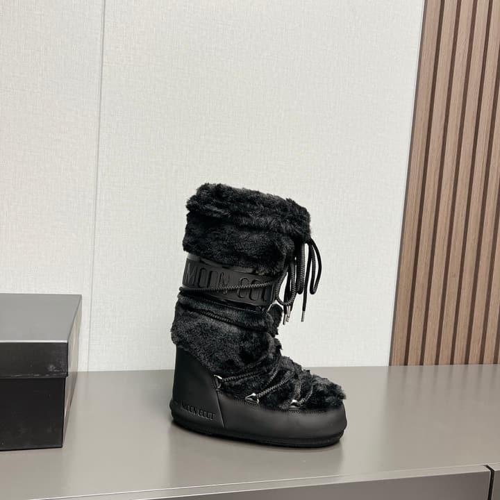 Moon Boot Fluffy Y2K Snow Boots – 2024FW in Black