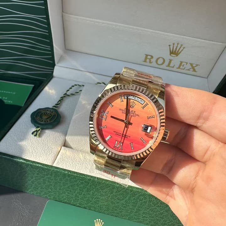 Rolex Day-Date 36 Yellow Gold Red Carnelian Watch